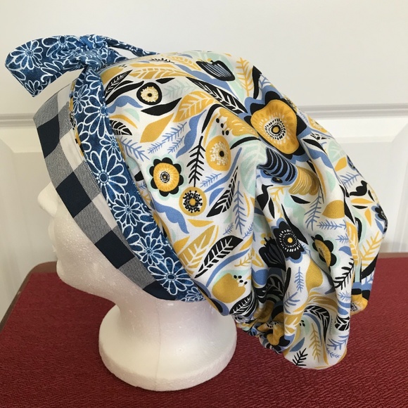 HANDMADE SCRUB CAP/HAT * REVERSIBLE * LONG TIES - Picture 2 of 13